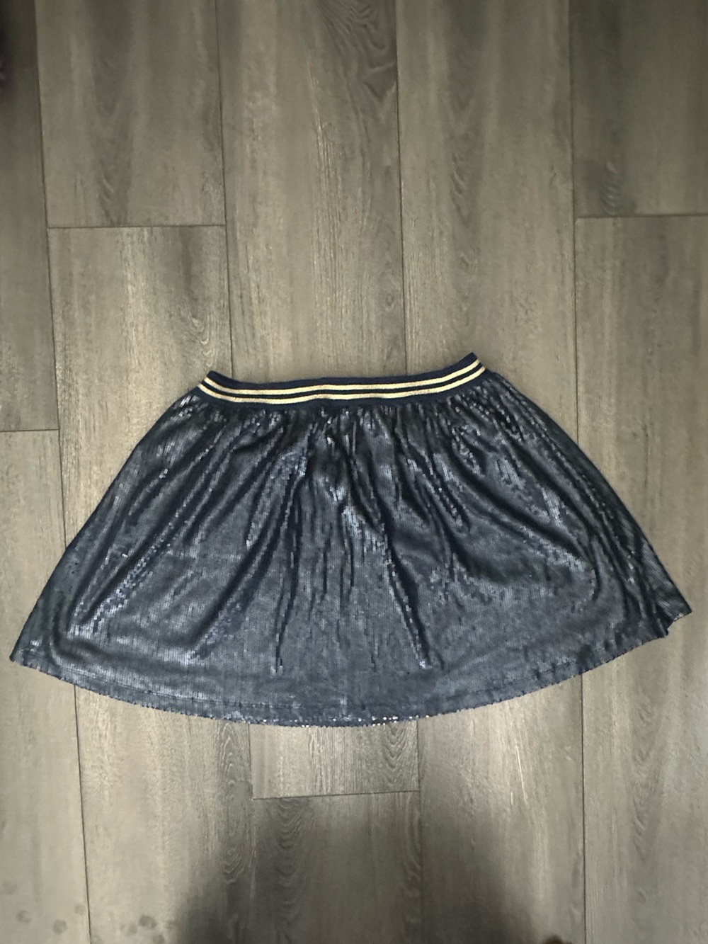 Tommy Hilfiger Navy Sequin Circle Skirt with Striped Waistband